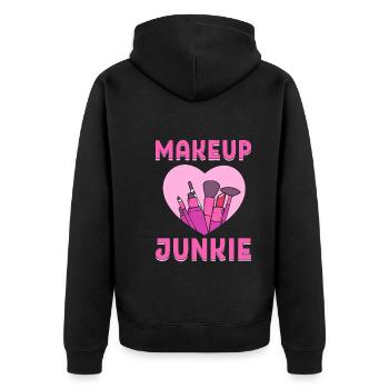 Makeup Junkie Kosmetischer Künstler - Unisex Premium Bio Zip Hoodie - Schwarz - Hinten - Nico (187cm)