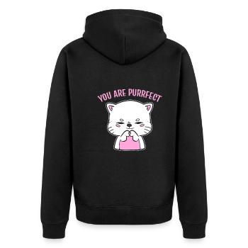 You Are Purrfect Katze Groomer - Unisex Premium Bio Zip Hoodie - Schwarz - Hinten - Nico (187cm)