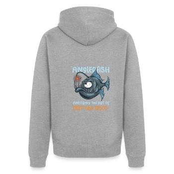 Pêche à la lotte sous l’eau en haute mer - Veste à capuche bio Premium Unisexe - gris chiné - Dos - Nico (187cm)