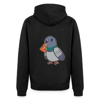 Taube Pizza Pizza Macher - Unisex Premium Bio Zip Hoodie - Schwarz - Hinten - Nico (187cm)