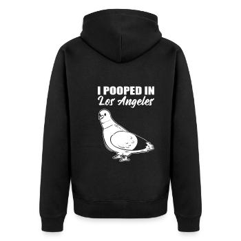 Lustige Taube Vogelbeobachter - Unisex Premium Bio Zip Hoodie - Schwarz - Hinten - Nico (187cm)