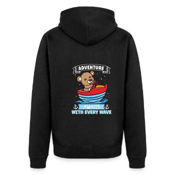 Bateau papa Capitaine Pontoon Sailor Croisière - Veste à capuche bio Premium Unisexe - noir - Dos - Nico (187cm)