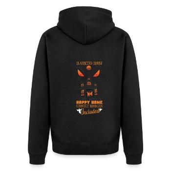 Horror Paranormales Spukhaus Gruseliges Halloween - Unisex Premium Bio Zip Hoodie - Schwarz - Hinten - Nico (187cm)