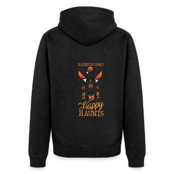 Horror Paranormales Spukhaus Gruseliges Halloween - Unisex Premium Bio Zip Hoodie - Schwarz - Hinten - Nico (187cm)