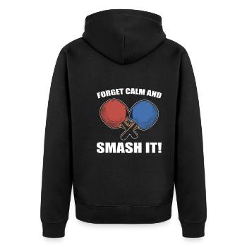 Tischtennis Sport Tischtennis Champion - Unisex Premium Bio Zip Hoodie - Schwarz - Hinten - Nico (187cm)