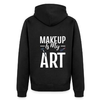 Makeup Is My Art Kosmetiker - Unisex Premium Bio Zip Hoodie - Schwarz - Hinten - Nico (187cm)
