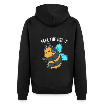 Feel The Bee-t Musiker - Unisex Premium Bio Zip Hoodie - Schwarz - Hinten - Nico (187cm)