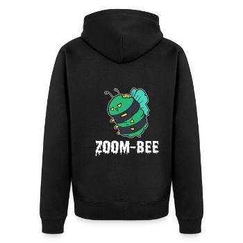 Zoom-bee Bienen Imker - Unisex Premium Bio Zip Hoodie - Schwarz - Hinten - Nico (187cm)