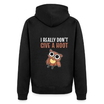 Eulen Wortspiele Wildtierbiologe - Unisex Premium Bio Zip Hoodie - Schwarz - Hinten - Nico (187cm)