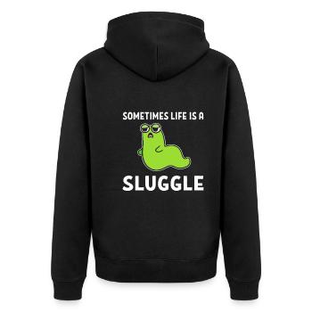 Lustiges Slug Wortspiel Zoologe - Unisex Premium Bio Zip Hoodie - Schwarz - Hinten - Nico (187cm)