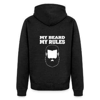 Bärtige Männer Friseur - Unisex Premium Bio Zip Hoodie - Schwarz - Hinten - Nico (187cm)