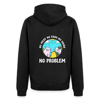 Tierliebhaber Veganer Aktivist - Unisex Premium Bio Zip Hoodie - Schwarz - Hinten - Nico (187cm)