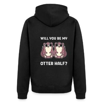 Will You Be My Other Half Zoologe - Unisex Premium Bio Zip Hoodie - Schwarz - Hinten - Nico (187cm)