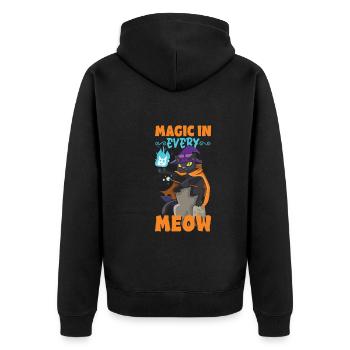 Cat Witch Occult Gothic Dark Satanic - Unisex Premium Organic Zip Hoodie - black - Back - Nico (187cm)