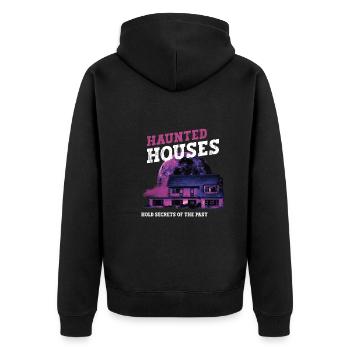 Horror Paranormales Spukhaus Gruseliges Halloween - Unisex Premium Bio Zip Hoodie - Schwarz - Hinten - Nico (187cm)