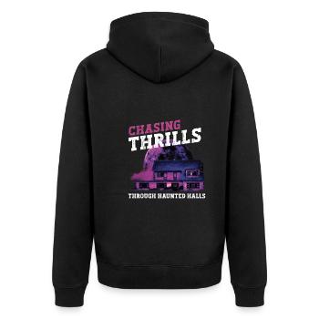 Horror Paranormales Spukhaus Gruseliges Halloween - Unisex Premium Bio Zip Hoodie - Schwarz - Hinten - Nico (187cm)