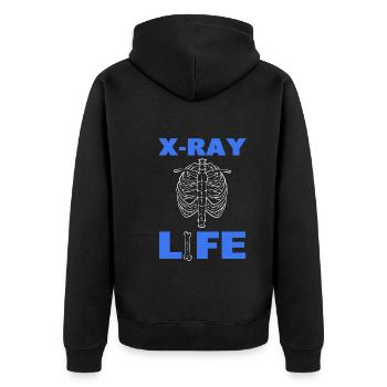 X-ray Life Radiologie -Techniker - Unisex Premium Bio Zip Hoodie - Schwarz - Hinten - Nico (187cm)