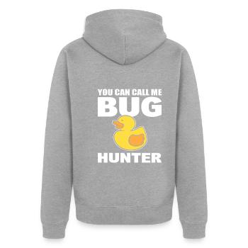 Programmierer -Debugging Computerspezialist - Unisex Premium Bio Zip Hoodie - Grau meliert - Hinten - Nico (187cm)