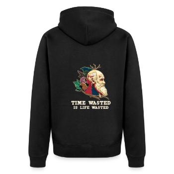 Charles Darwin Atheistischer Atheismus - Unisex Premium Bio Zip Hoodie - Schwarz - Hinten - Nico (187cm)