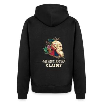 Charles Darwin Atheistischer Atheismus - Unisex Premium Bio Zip Hoodie - Schwarz - Hinten - Nico (187cm)