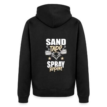 Autolackierer Autokarosserielackierer - Unisex Premium Bio Zip Hoodie - Schwarz - Hinten - Nico (187cm)
