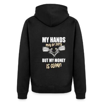 Autolackierer Autokarosserielackierer - Unisex Premium Bio Zip Hoodie - Schwarz - Hinten - Nico (187cm)