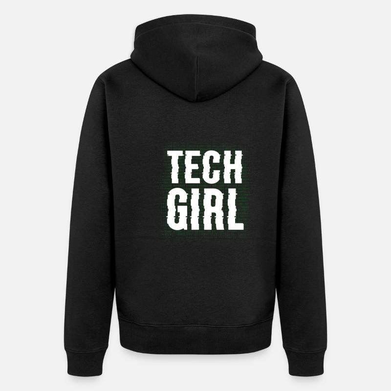 Tech Girl Programmiererin - Unisex Premium Bio Zip Hoodie - Schwarz
