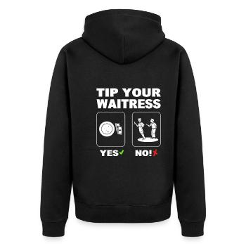 Tip Your Waitress Kellnerin - Unisex Premium Bio Zip Hoodie - Schwarz - Hinten - Nico (187cm)