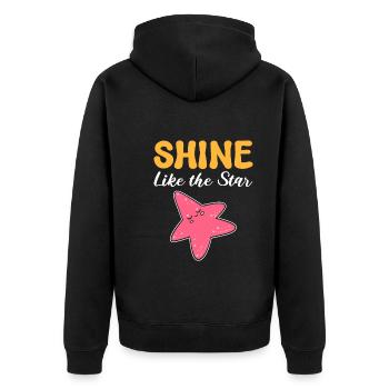 Shine Like The Star Aquaristin - Unisex Premium Bio Zip Hoodie - Schwarz - Hinten - Nico (187cm)