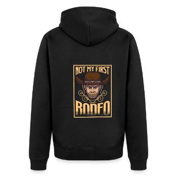 Cowboy Barn Bull Rider Rodeo Country Western - Unisex Premium Bio Zip Hoodie - Schwarz - Hinten - Nico (187cm)