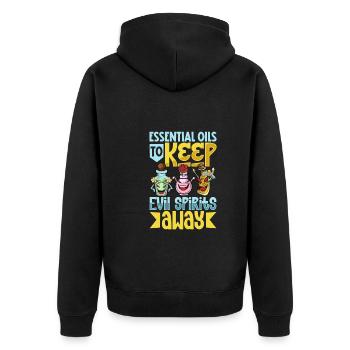 Essential oils for Halloween horror. Essential - Unisex Premium Organic Zip Hoodie - black - Back - Nico (187cm)