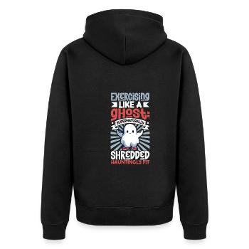 Bodybuilding Powerlifting Gewichtheben Fitness - Unisex Premium Bio Zip Hoodie - Schwarz - Hinten - Nico (187cm)