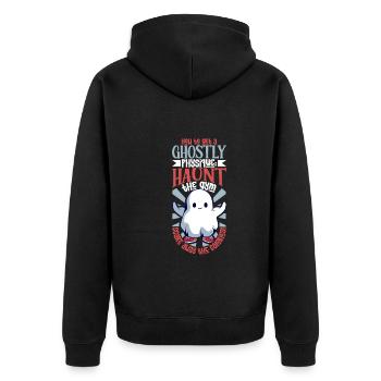 Bodybuilding Powerlifting Gewichtheben Fitness - Unisex Premium Bio Zip Hoodie - Schwarz - Hinten - Nico (187cm)