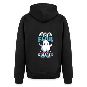 Bodybuilding Powerlifting Gewichtheben Fitness - Unisex Premium Bio Zip Hoodie - Schwarz - Hinten - Nico (187cm)
