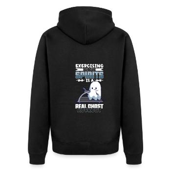 Bodybuilding Powerlifting Gewichtheben Fitness - Unisex Premium Bio Zip Hoodie - Schwarz - Hinten - Nico (187cm)