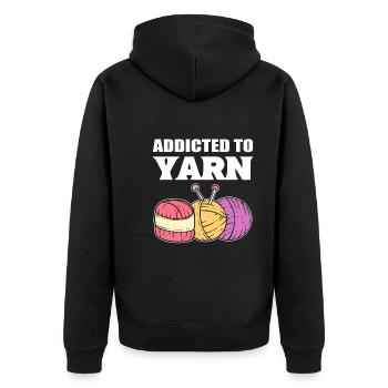 Addicted To Yarn Häkeln - Unisex Premium Bio Zip Hoodie - Schwarz - Hinten - Nico (187cm)