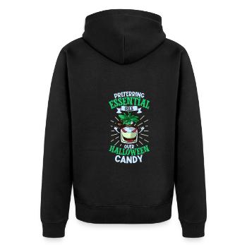 Huiles essentielles pour l’horreur d’Halloween. Essentiel - Veste à capuche bio Premium Unisexe - noir - Dos - Nico (187cm)