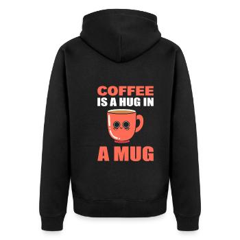 Coffee Is A Hug In A Mug Kaffee Fan - Unisex Premium Bio Zip Hoodie - Schwarz - Hinten - Nico (187cm)