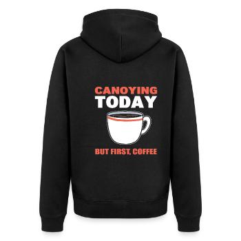 Canyoning Humor Feder - Unisex Premium Bio Zip Hoodie - Schwarz - Hinten - Nico (187cm)