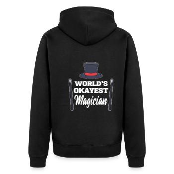 World's Okayest Magician Magier - Unisex Premium Bio Zip Hoodie - Schwarz - Hinten - Nico (187cm)