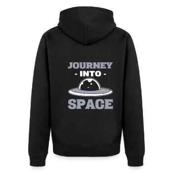 Journey Into Space Ingenieur für Raumfahrt - Unisex Premium Bio Zip Hoodie - Schwarz - Hinten - Nico (187cm)