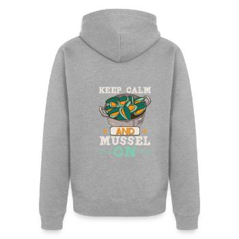 Miesmuscheln Meeresfrüchte Schalentiere - Unisex Premium Bio Zip Hoodie - Grau meliert - Hinten - Nico (187cm)