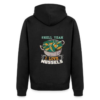 Mussels Seafood Shellfish - Unisex Premium Organic Zip Hoodie - black - Back - Nico (187cm)