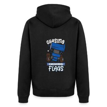 Sprint Car Mom Dirt Track Racing Renntag - Unisex Premium Bio Zip Hoodie - Schwarz - Hinten - Nico (187cm)