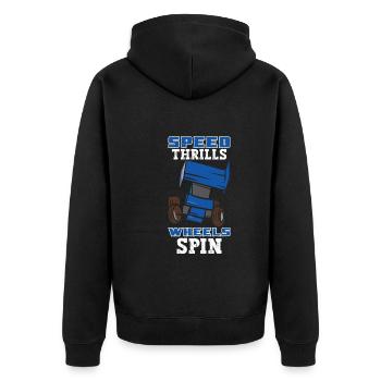 Sprint Car Mom Dirt Track Racing Renntag - Unisex Premium Bio Zip Hoodie - Schwarz - Hinten - Nico (187cm)