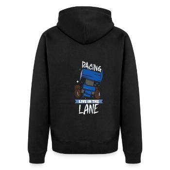 Sprint Car Mom Dirt Track Racing Renntag - Unisex Premium Bio Zip Hoodie - Schwarz - Hinten - Nico (187cm)
