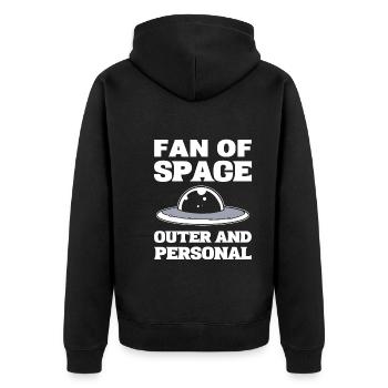 Fan Of Space Both Outer And Personal Raumfahrer - Unisex Premium Bio Zip Hoodie - Schwarz - Hinten - Nico (187cm)