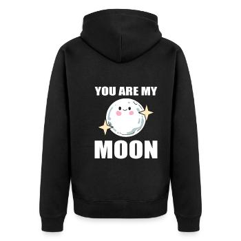 You Are My Moon Astrologe - Unisex Premium Bio Zip Hoodie - Schwarz - Hinten - Nico (187cm)