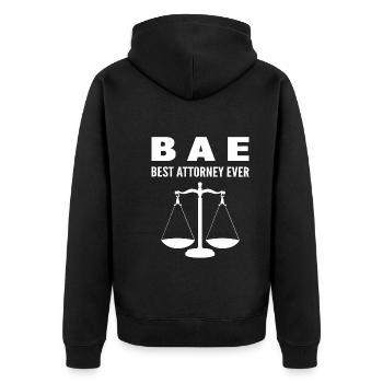 BAE Best Attorney Ever Rechtsanwalt - Unisex Premium Bio Zip Hoodie - Schwarz - Hinten - Nico (187cm)