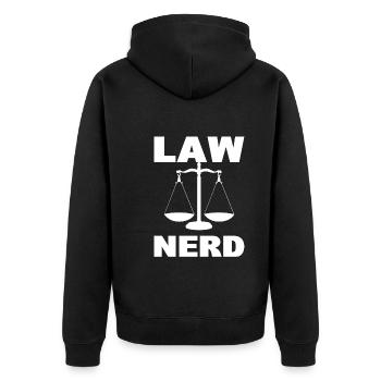 Law Nerd Rechtsanwalt - Unisex Premium Bio Zip Hoodie - Schwarz - Hinten - Nico (187cm)